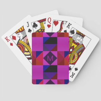 Jeu De Cartes Motif géométrique abstrait magenta Monogramme