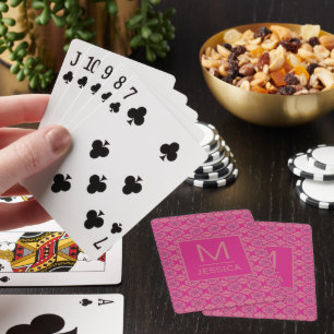 Jeu De Cartes Motif géométrique rose violet orné personnalisé
