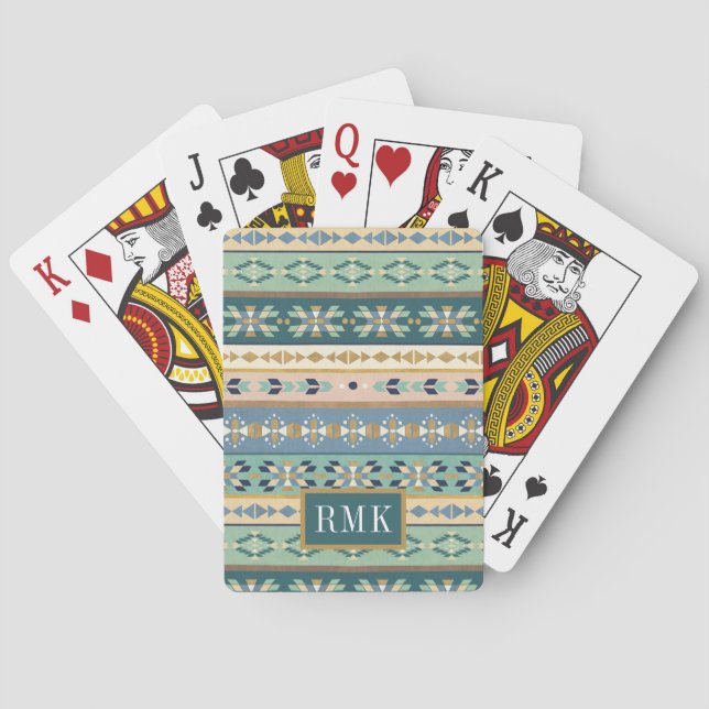 Jeu De Cartes Motif indien extérieur d'étape | du monogramme | (dos)