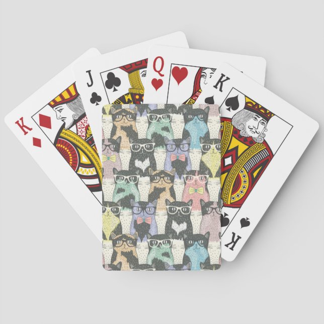 Jeu De Cartes Motif mignon de chats de hippie (dos)