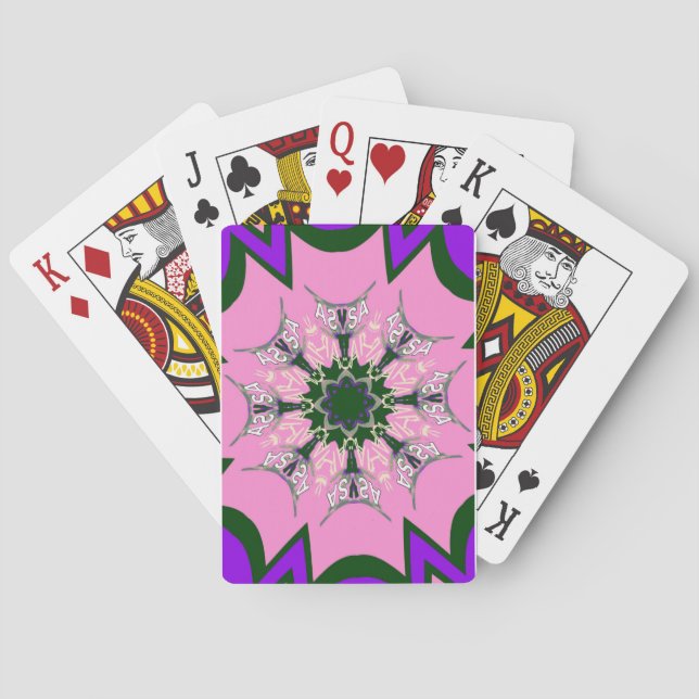 Jeu De Cartes Motif Motif Monogramme noir et rose joli (dos)