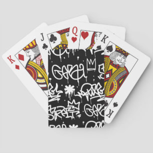 Jeu De Cartes Motif noir et blanc de graffiti