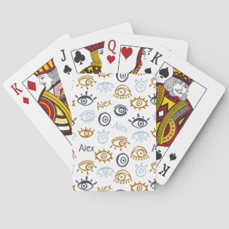 Jeu De Cartes Motif oculaire monogramme | Ajouter Un Nom Lecture