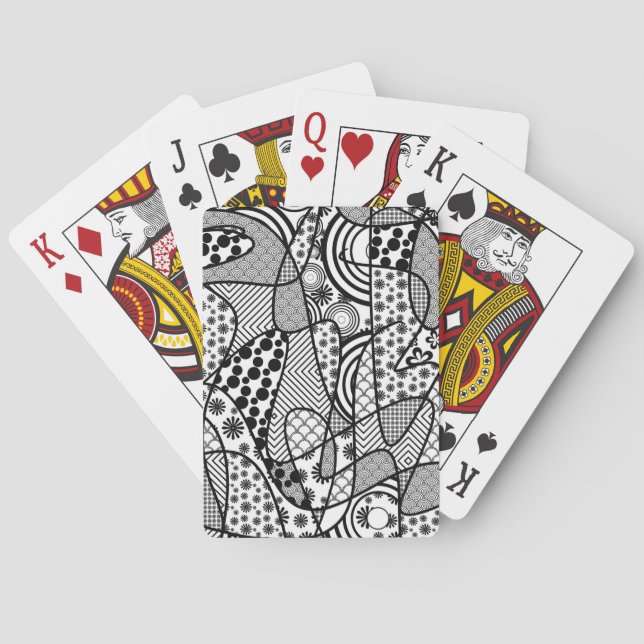 Jeu De Cartes Motif Patchwork Noir & Blanc 02 (dos)