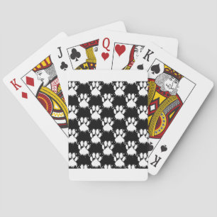 Jeu De Cartes Motif Paw Chien Blanc Avec Paillette De Peinture