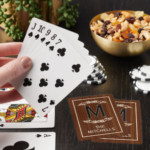 Jeu De Cartes Motif personnalisé de grain de bois rustique perso