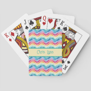 Jeu De Cartes Motif rayures arc-en-ciel ondulées Fierté Été
