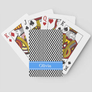 Jeu De Cartes Motif Rétro Black & White Waves avec Bande Bleue