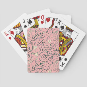Jeu De Cartes Motif romantique avec Coeurs et Oiseaux