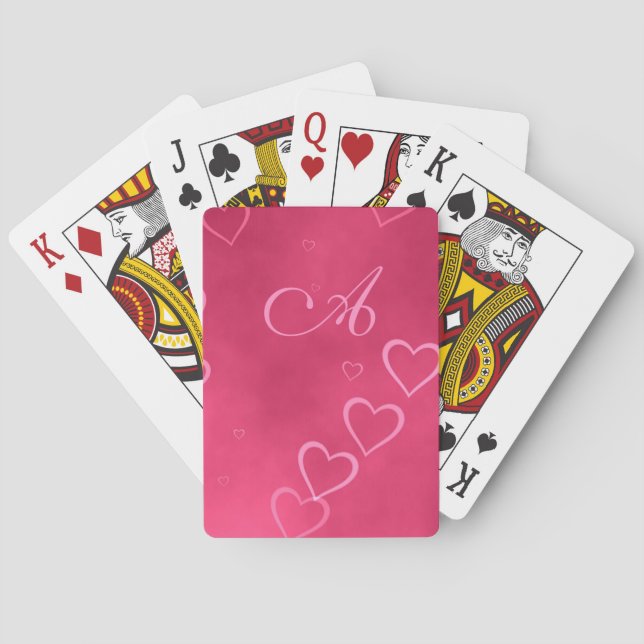 Jeu De Cartes Motif rose de coeurs (dos)