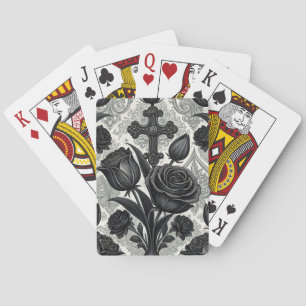 Jeu De Cartes Motif Rose Gothique Foncé (2)