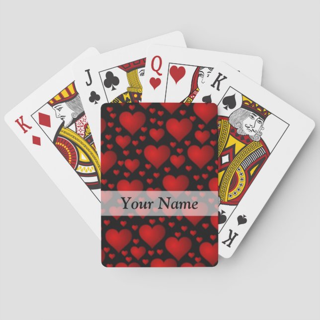 Jeu De Cartes Motif rouge et noir de coeur (dos)