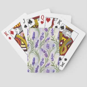 Jeu De Cartes Motif sans couture de fleurs de lavande à l'aquare