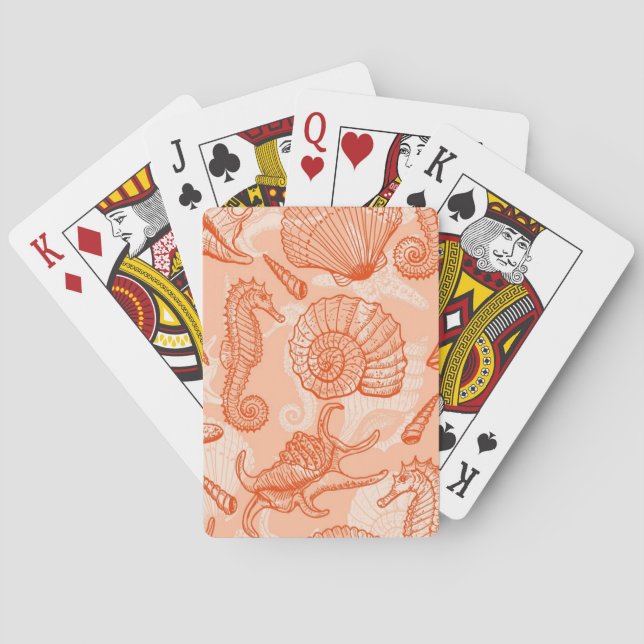 Jeu De Cartes Motif tiré par la main de mer (dos)