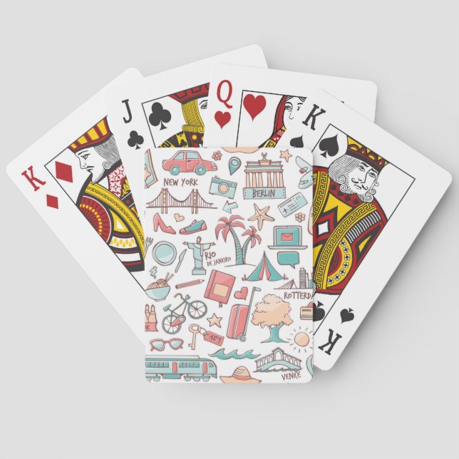 Jeu De Cartes Motif touristique Pastel (dos)