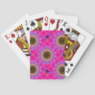 Jeu De Cartes Motif Tournesol et Papillon en Velours Violet