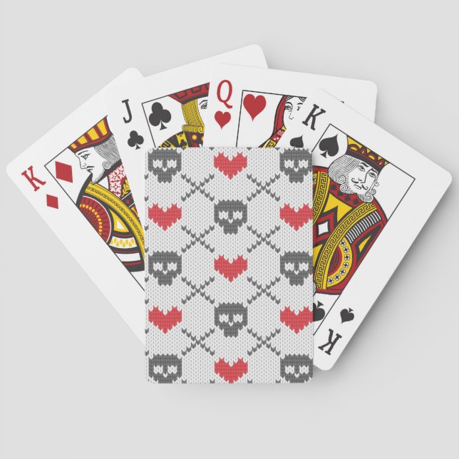 Jeu De Cartes Motif tricoté avec des crânes (dos)