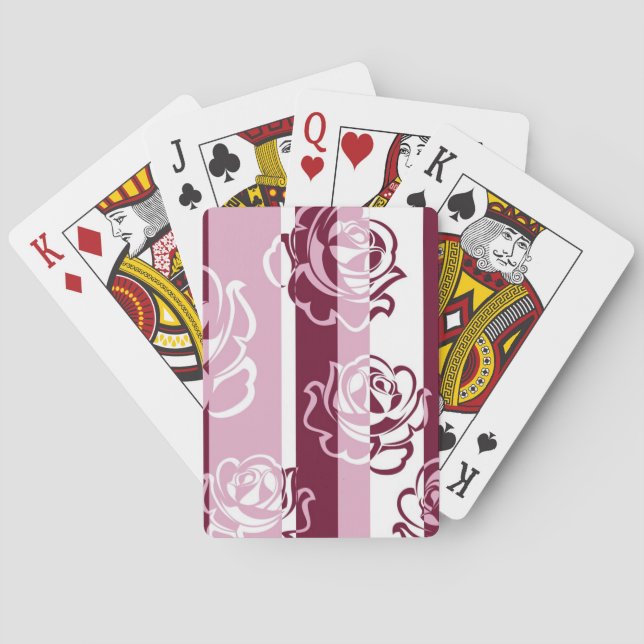 Jeu De Cartes Motif trié avec roses (dos)