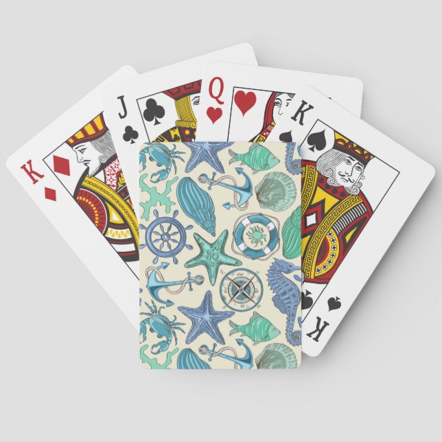 Jeu De Cartes Motif turquoise d'animaux de mer (dos)