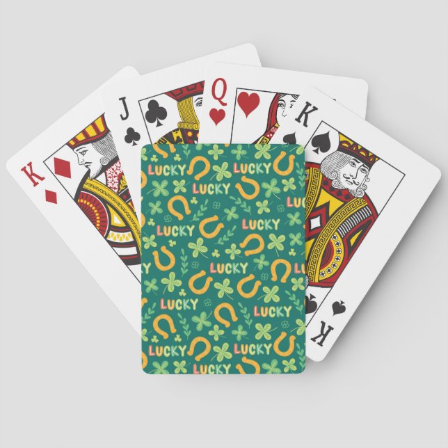 Jeu De Cartes Motif vert CHANCEUX irlandais (dos)