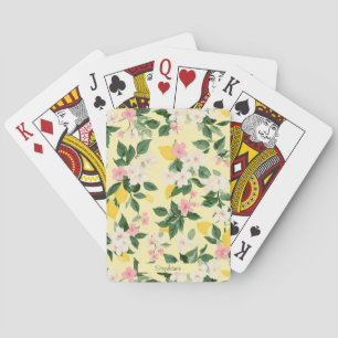 Jeu De Cartes Motif vintage citron et fleurs sur jaune