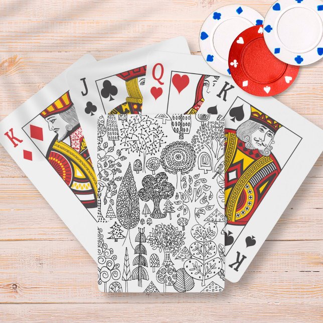Jeu De Cartes Motif Whimsical moderne Arbres noirs et blancs (Créateur téléchargé)
