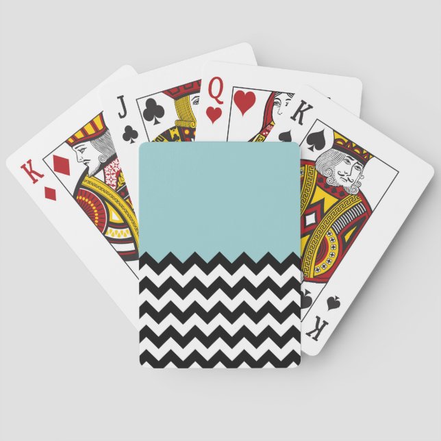 Jeu De Cartes Motif Zigzag noir et blanc, Chevron, Bleu (dos)