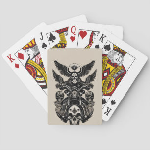 Jeu De Cartes Moto à thème crâne avec ailes