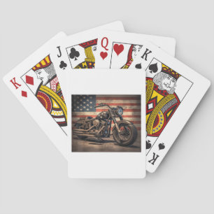 Jeu De Cartes Motocyclette Drapeau USA Rétro Biker