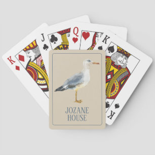 Jeu De Cartes Mouette à l'aquarelle personnalisée de plage