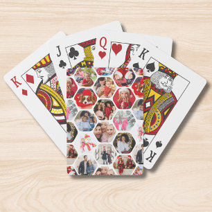 Jeu De Cartes Multi Photo Collage Simple Moderne Hexagon Motif