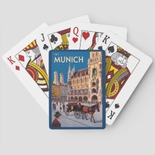 Jeu De Cartes Munich Allemagne Marienplatz Voyage Art Rétro
