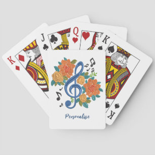 Jeu De Cartes Musique Clef Note Fleurs orange Notes musicales