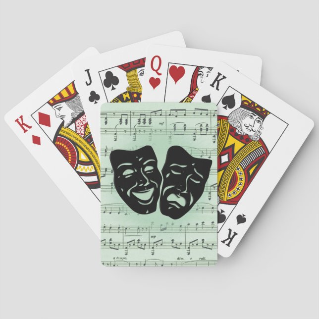 Jeu De Cartes Musique verte et masques grecs de théâtre (dos)