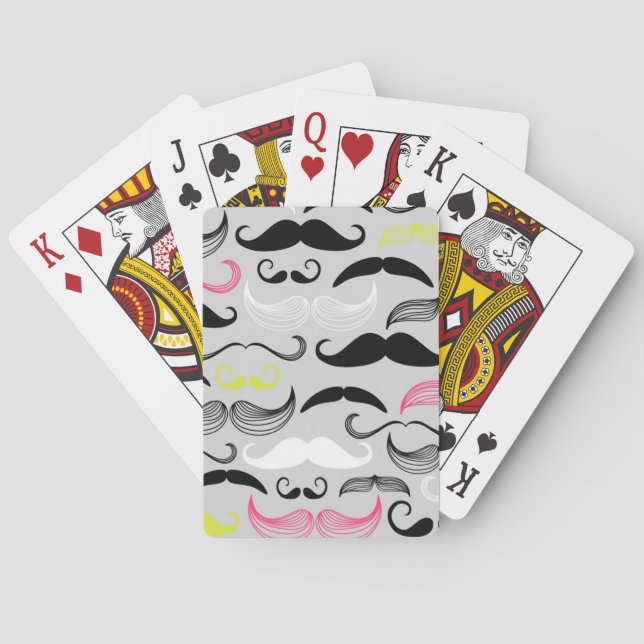 Jeu De Cartes Mustache motif, style rétro (dos)