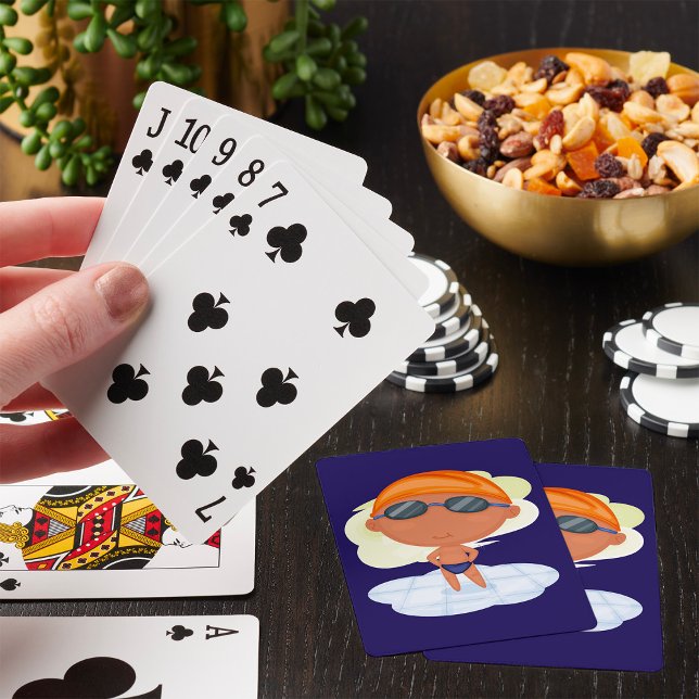 Jeu De Cartes Nager Garçon en lunettes et Casquette de natation (Créateur téléchargé)