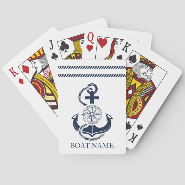 Jeu De Cartes Nautical Blue Ancre Nom du bateau (dos)