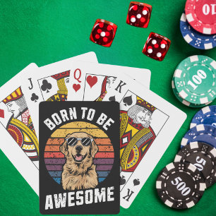 Jeu De Cartes Né À Un Merveilleux Retro Sunset Golden Retriever 