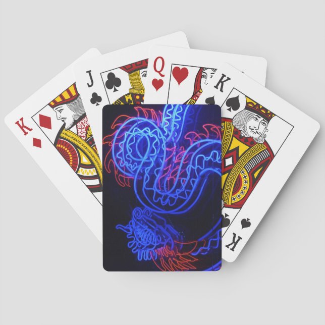 Jeu De Cartes Neon Blue Dragon Black Arrière - plan brillant (dos)