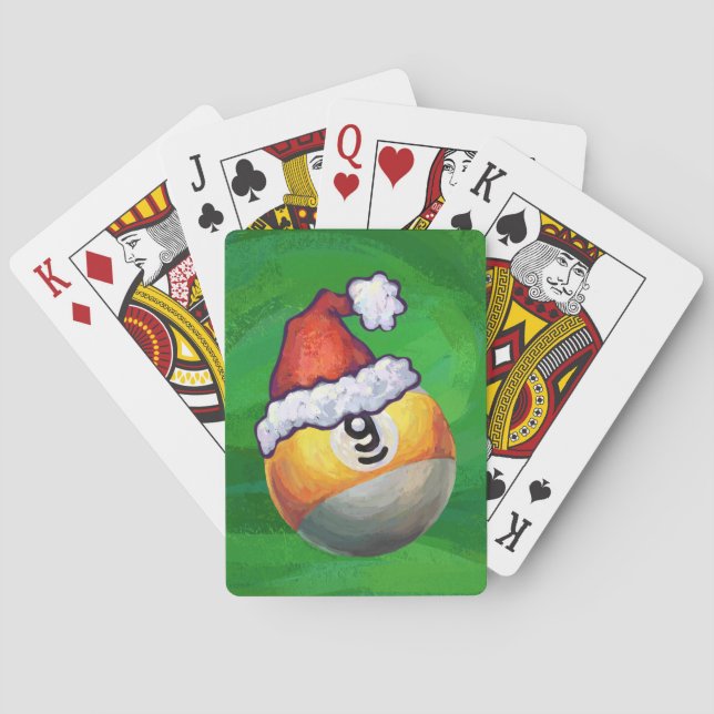 Jeu De Cartes Neuf boule à Santa Hat sur Vert (dos)