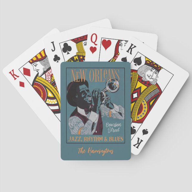 Jeu De Cartes New Orleans Music nom personnalisé (dos)