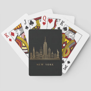 Jeu De Cartes New York Skyline Gold Line Art