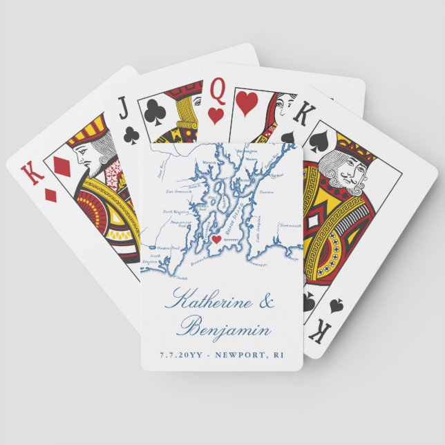 Jeu De Cartes Newport RI Narragansett Bay Faveur de mariage (dos)