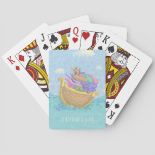 Jeu De Cartes Noah's Ark Animals Monogramme Nom Bleu