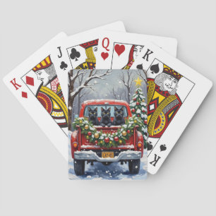 Jeu De Cartes Noël Camion Rouge Chat Noir Fêtes