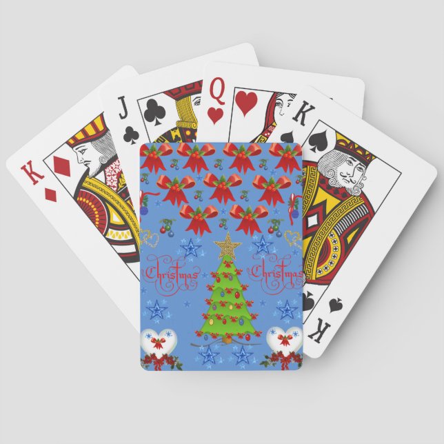 Jeu De Cartes Noël carte à jouer pont bleu clair (dos)