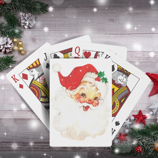 Jeu De Cartes Noël du Père Noël rétro dans les années 1950 (1950s Retro Santa Claus Christmas Playing Cards)