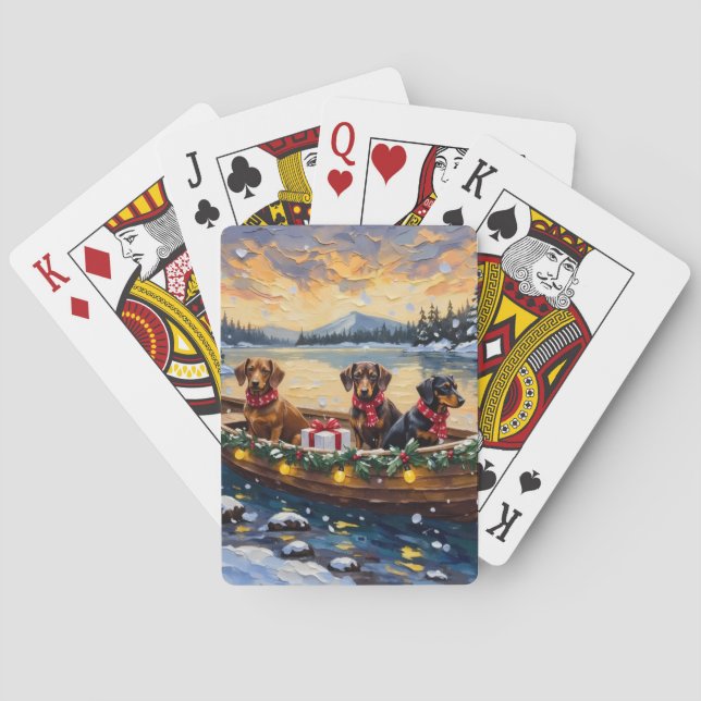 Jeu De Cartes Noël en bateau pour teckel (dos)