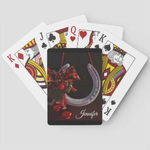 Jeu De Cartes Noël équestre pendre en fer à cheval Photo