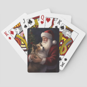 Jeu De Cartes Noël festif de Shetland Sheepdog Père Noël